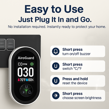 AiroGuard™ - 3-in-1 Carbon Monoxide Detector