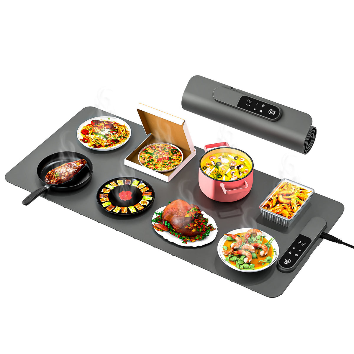 Multifunctional Foldable Heating Food Flexible Smart Dining Table Warm Cutting Board Mat